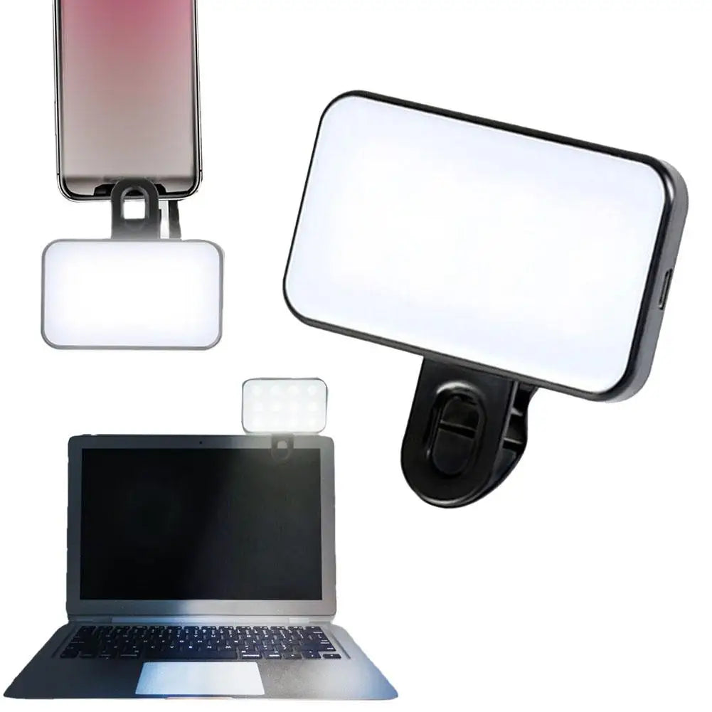 Luz de Relleno LED Portátil para Videollamadas y Selfies – Mini Aro de Luz Recargable con Clip para Móvil, Portátil, iPad – 3 Modos de Brillo – Luz Blanca y Cálida para Videoconferencias y Fotos