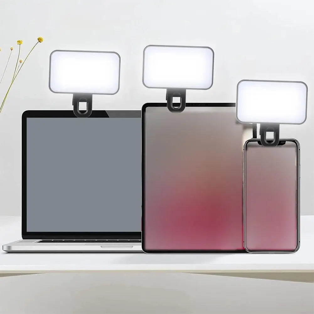Luz de Relleno LED Portátil para Videollamadas y Selfies – Mini Aro de Luz Recargable con Clip para Móvil, Portátil, iPad – 3 Modos de Brillo – Luz Blanca y Cálida para Videoconferencias y Fotos