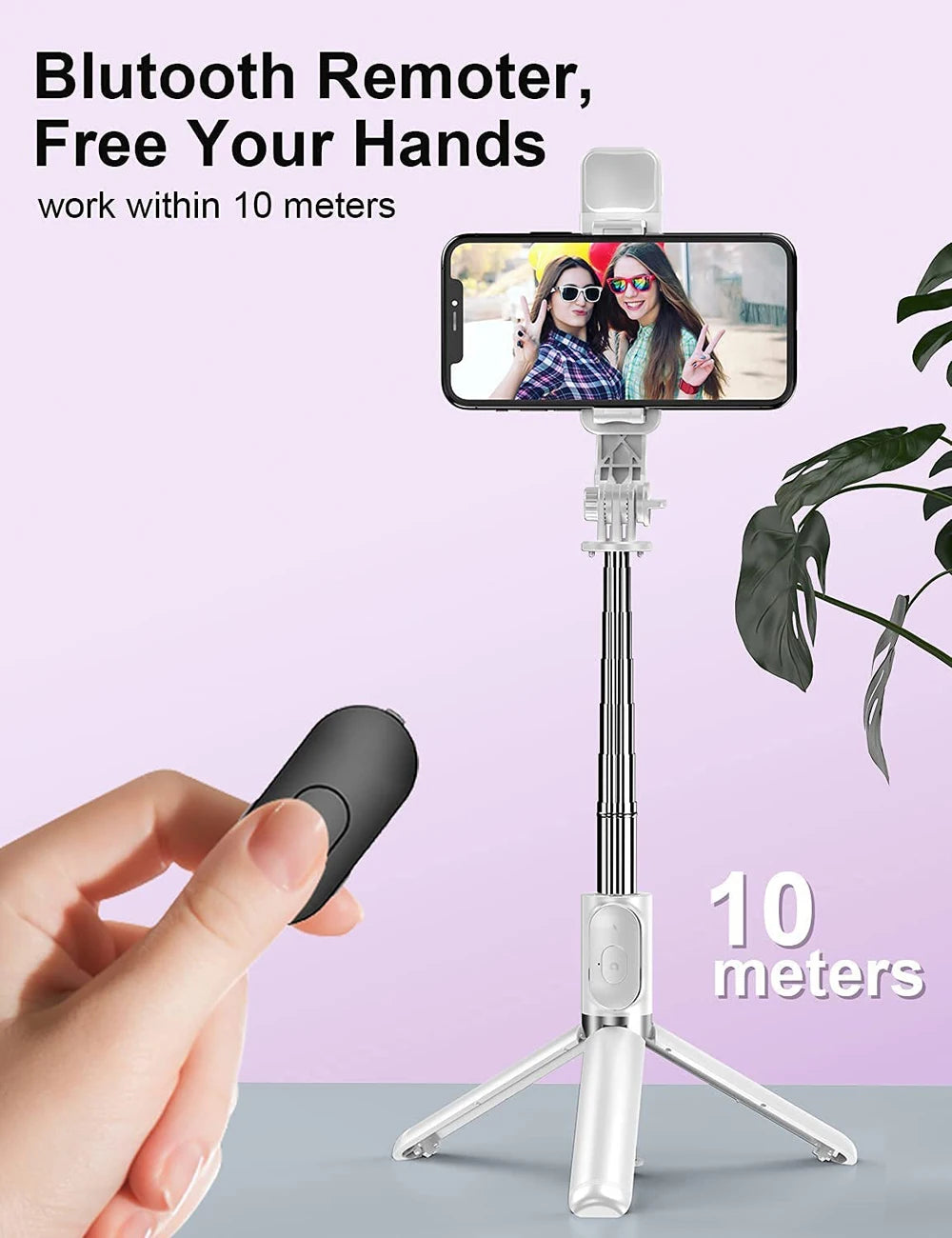 Trípode Selfie Stick Bluetooth con Luz LED y Control Remoto