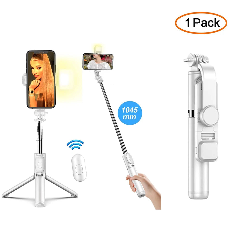 Trípode Selfie Stick Bluetooth con Luz LED y Control Remoto
