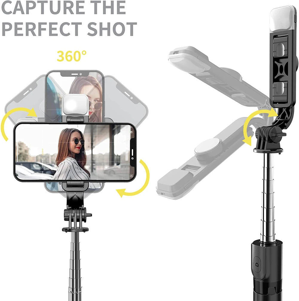 Trípode Selfie Stick Bluetooth con Luz LED y Control Remoto