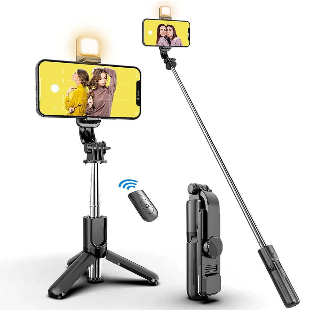 Trípode Selfie Stick Bluetooth con Luz LED y Control Remoto