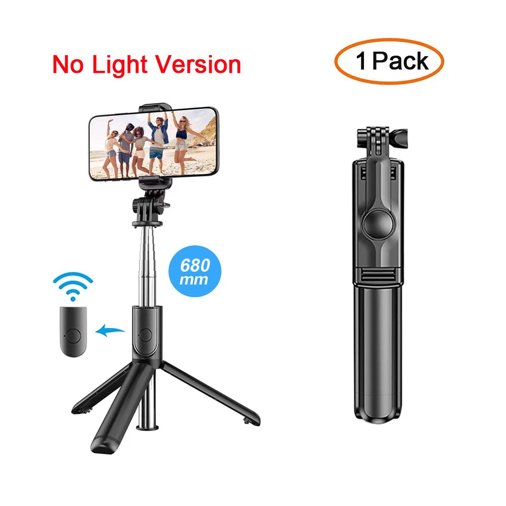 Trípode Selfie Stick Bluetooth con Luz LED y Control Remoto
