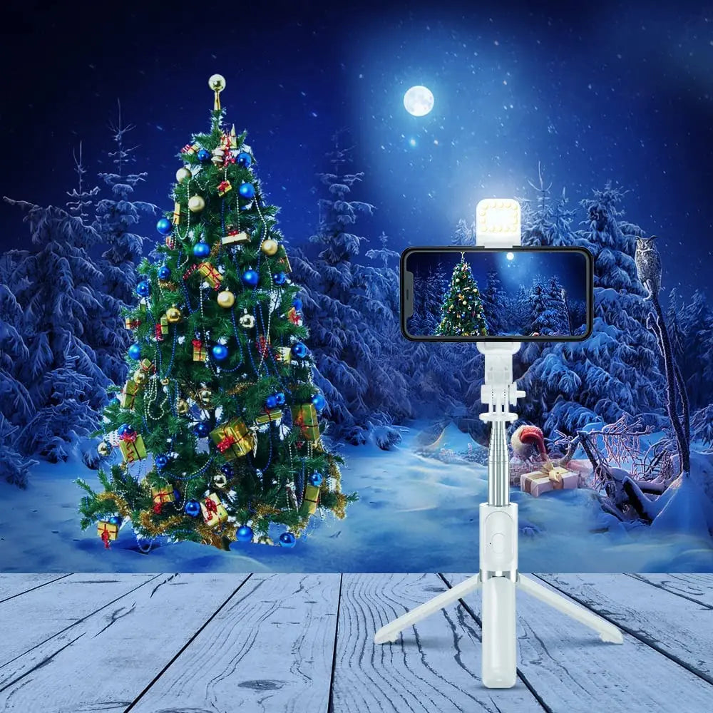 Trípode Selfie Stick Bluetooth con Luz LED y Control Remoto