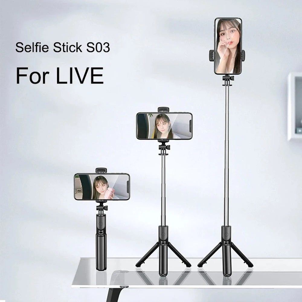 Trípode Selfie Stick Bluetooth con Luz LED y Control Remoto