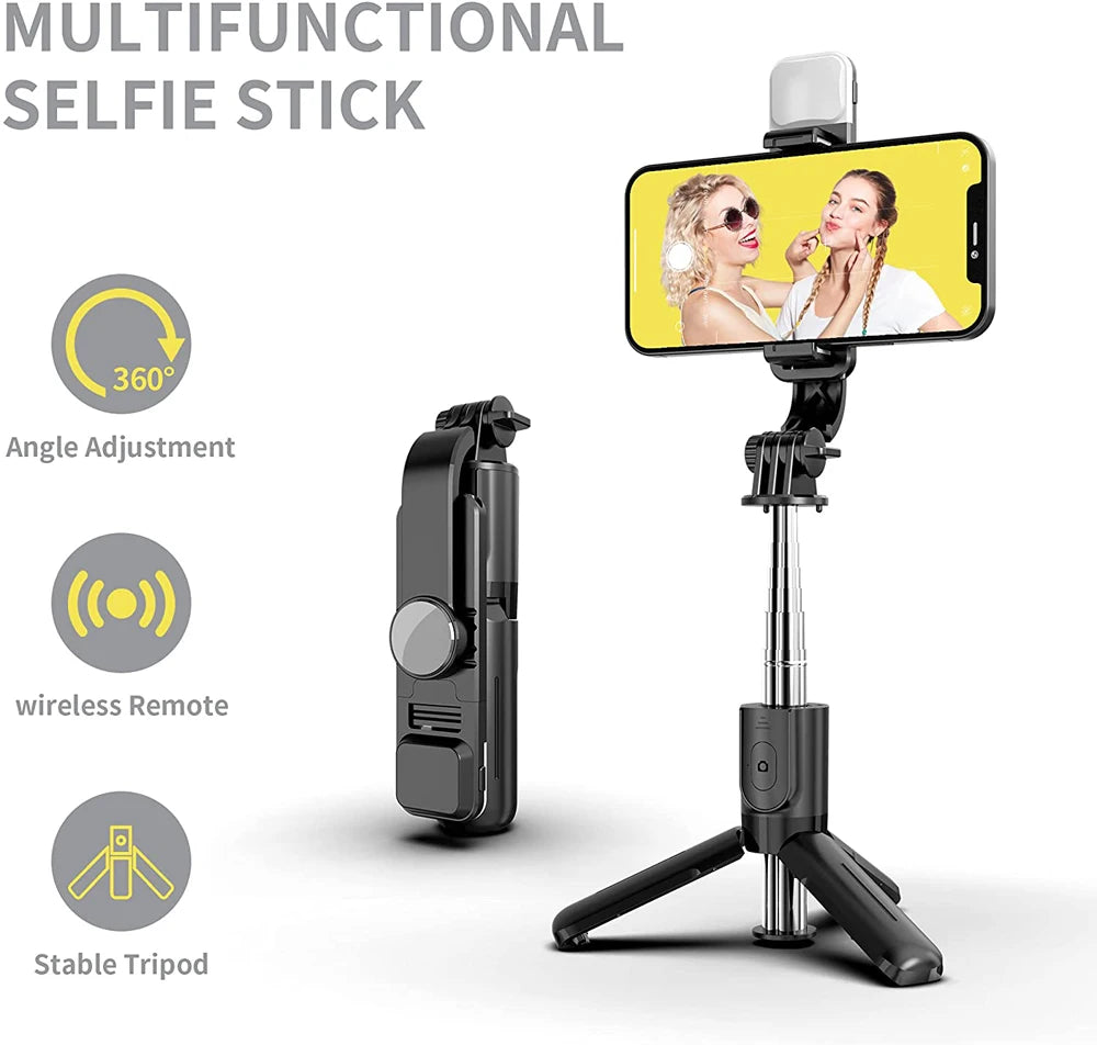 Trípode Selfie Stick Bluetooth con Luz LED y Control Remoto