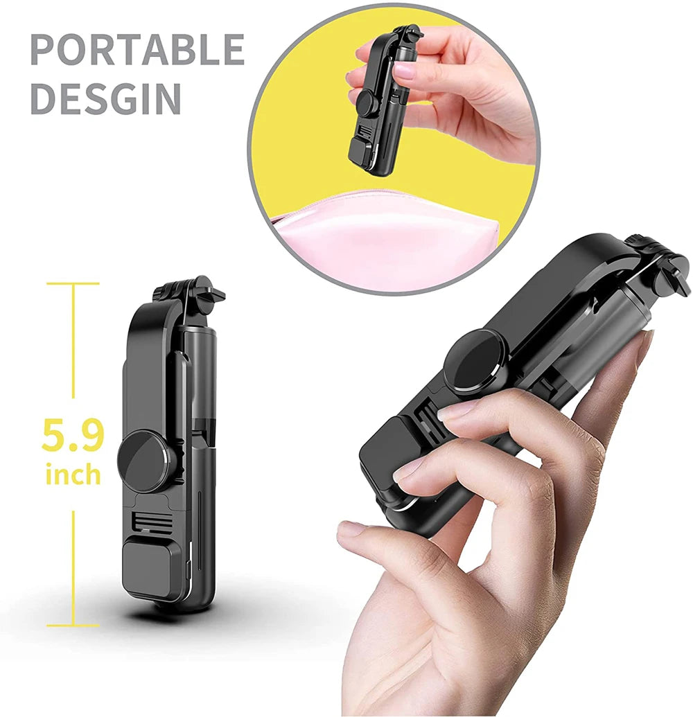 Trípode Selfie Stick Bluetooth con Luz LED y Control Remoto